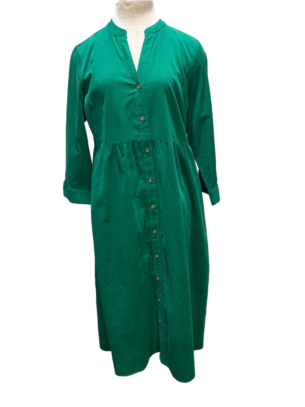 Croft & Barrow sz M kelly green corduroy button front dress